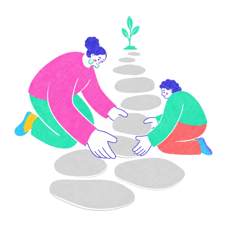 Fenweh — a client and therapist sorting cards into a shared plan, illustrating collaborative goal setting